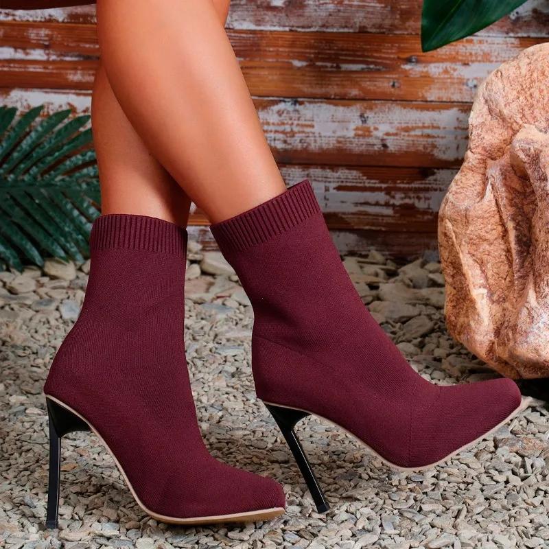 Модная брендовая женская обувь 2024 года, сексуальные женские современные ботинки с острым носком, модные простые туфли на шпильках, легкие удобные женские носки, ботинки