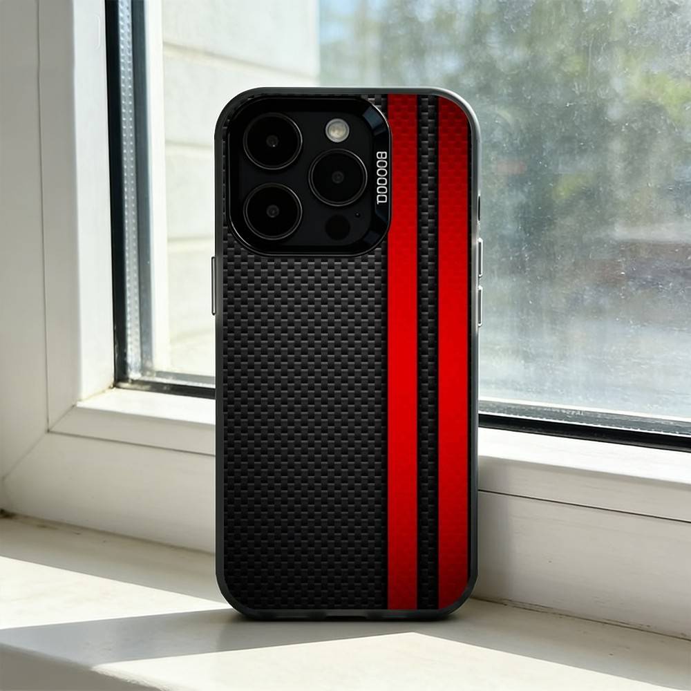 Автомобильный чехол для телефона из углеродного волокна Для iPhone 17,16,15,14,13,12,11 Plus,Pro Max,XS,Цветной Посеребренный Внутренний Чехол