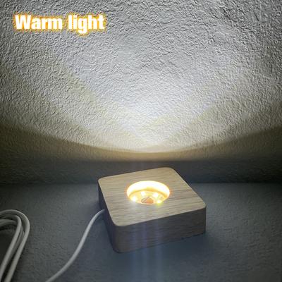 Деревянная подставка с LED-подсветкой Деревянный ночник с украшением из стекла и смолы