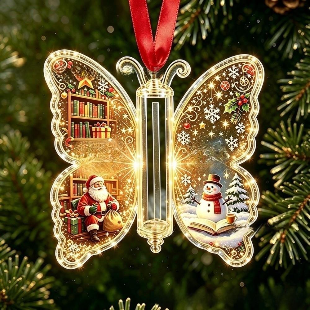 Transparent Acrylic Christmas Tree Ornaments Butterfly Hanging Decorations Home Decoration
