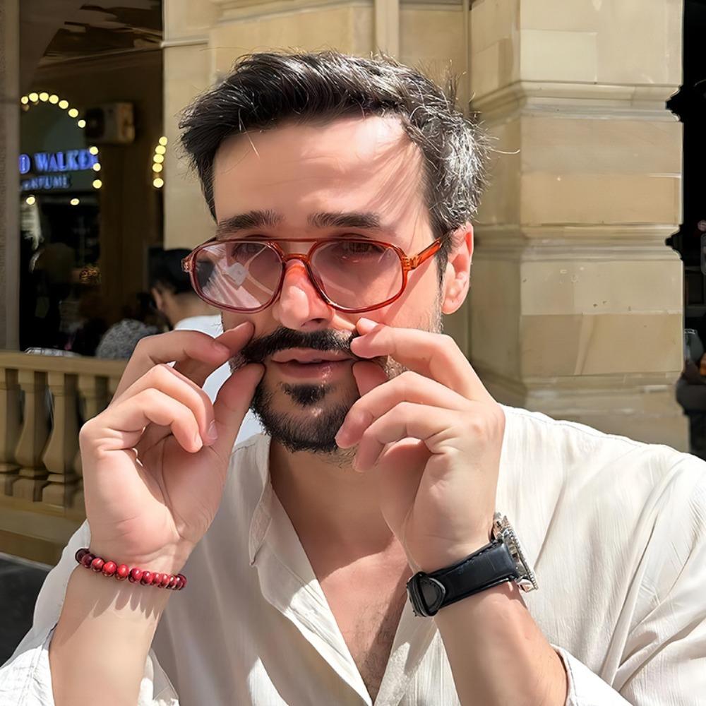 Big Frame Double Beam Sun Glasses Wide Legs Retro Trend Eyewear Photography