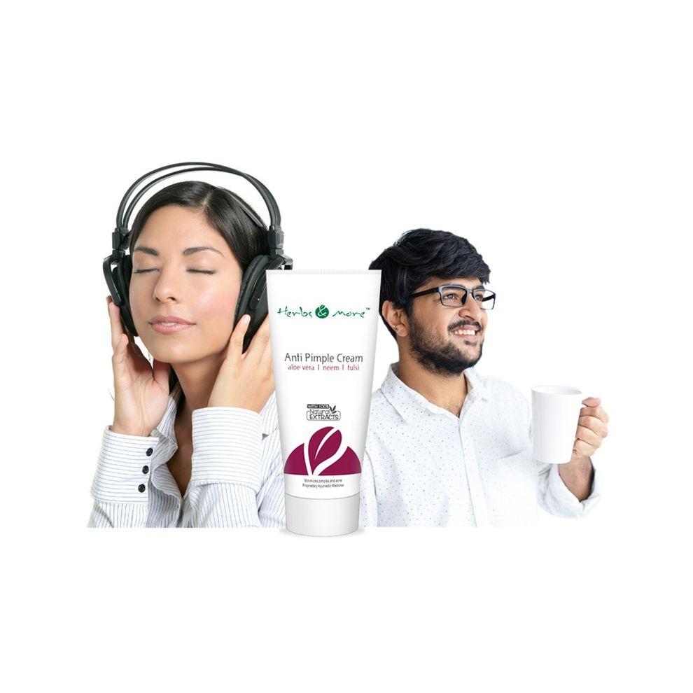 Крем против прыщей с Алоэ вера, Нимом и Тулси (75 г), Anti Pimple Cream Aloe Vera Neem Tulsi,  Herbs & More