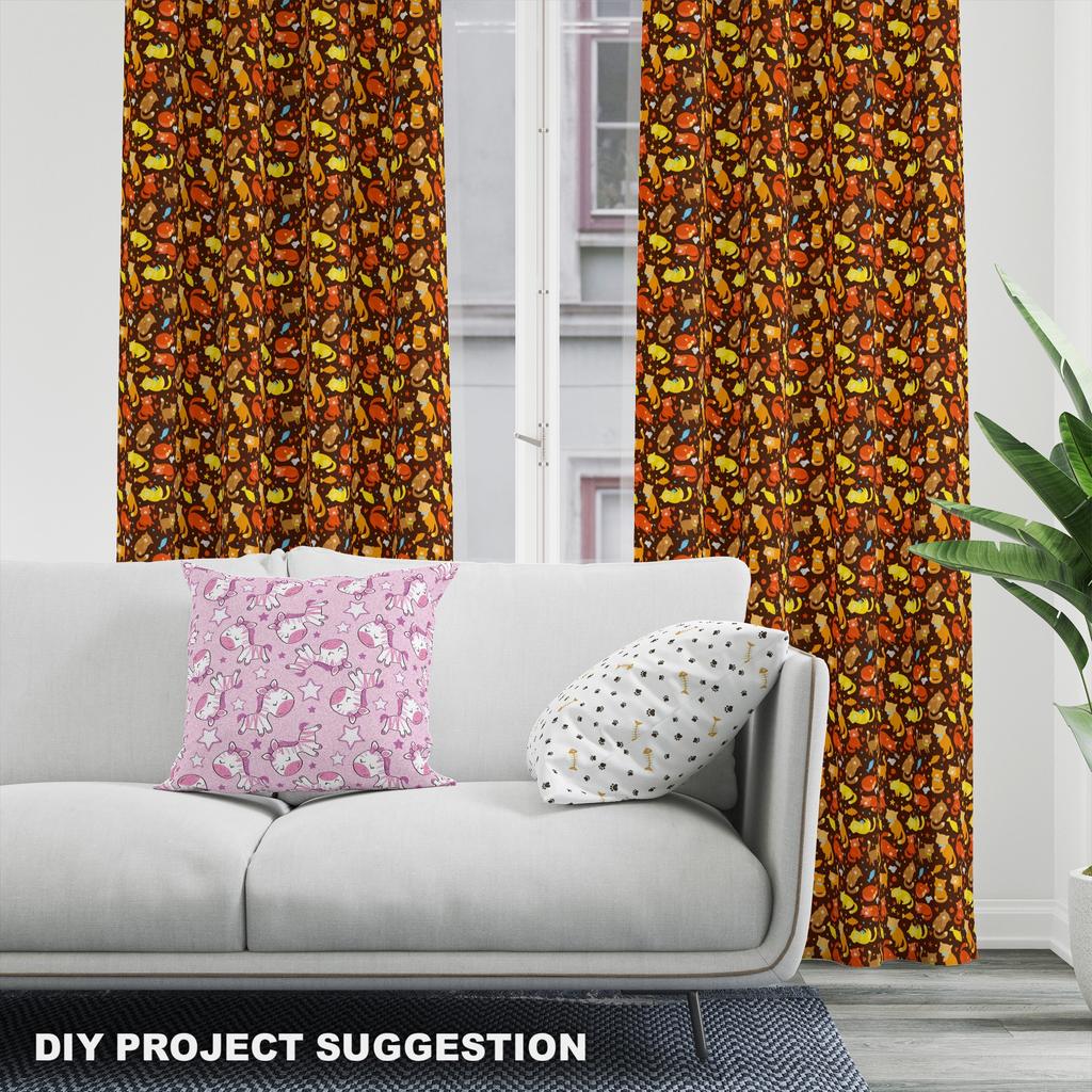 Royal Samt Stoff Polyester Zum Nähen - Motiv Katzen In Herbstfarben