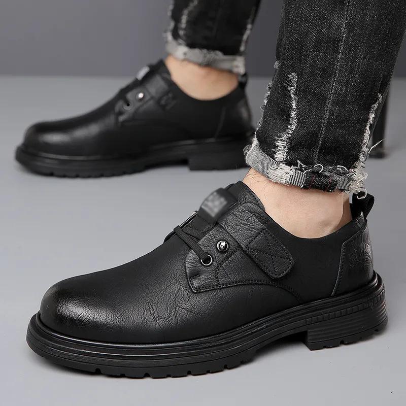 Spring Retro Men's Shoes Wind Tooling Leather Shoes Trend Versatile Casual Dad Men's Shoes