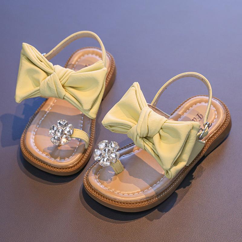 Girls' Bowknot Open-Toe Sandals2026New Summer Rhinestone Heart Princess Sandals for Older Girls and Little Girls
