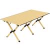 Camping Table 117 x 60 cm Aluminum Folding Table with Roll-up Tabletop Wood-look Carrying Bag Waterproof