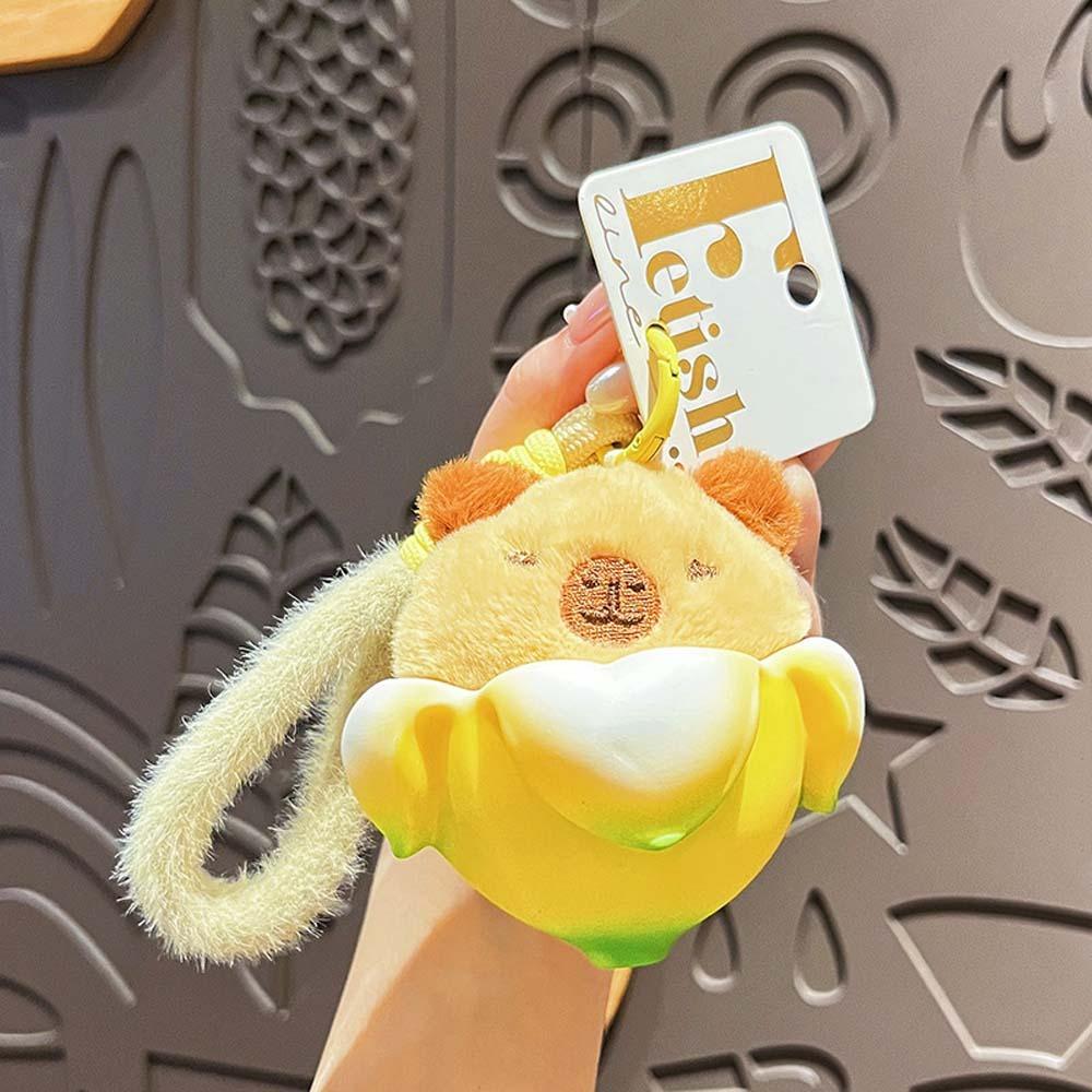 Soft Stuffed Capybara Plush Keychain PVC Banana Animal Plush Key Chain Cute Cat Plush Doll Unisex