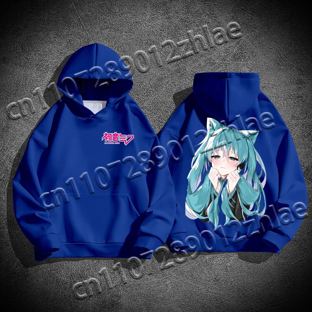 New Hatsune Miku Best Selling High Quality Flannelette Adult  Sweater Loose Comfortable Quick Drying Adult Hooded Sweater