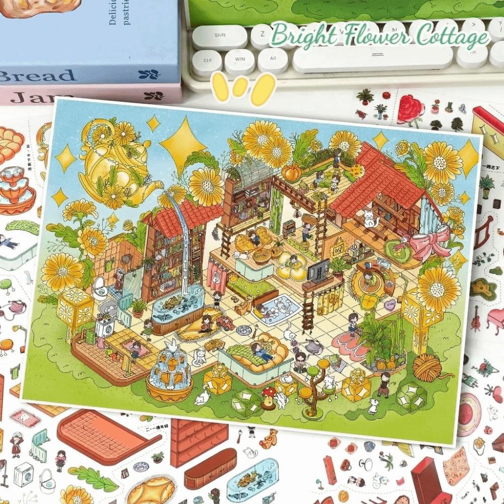 3D 3D Landscape Sticker 2 Themes DIY Cabin Scene Sticker Cute DIY Toy Game Stickers  Decompress