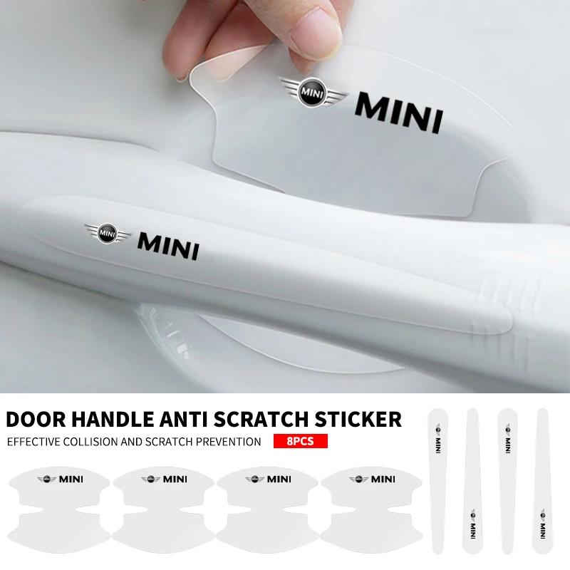 8pcs Car Door Bowl Anti-scratch Badge Clear Door Handle Sticker For MINI Cooper JCW WORKS R55 R56 F55 F56 R57 R58 R59 R60 R50 e2