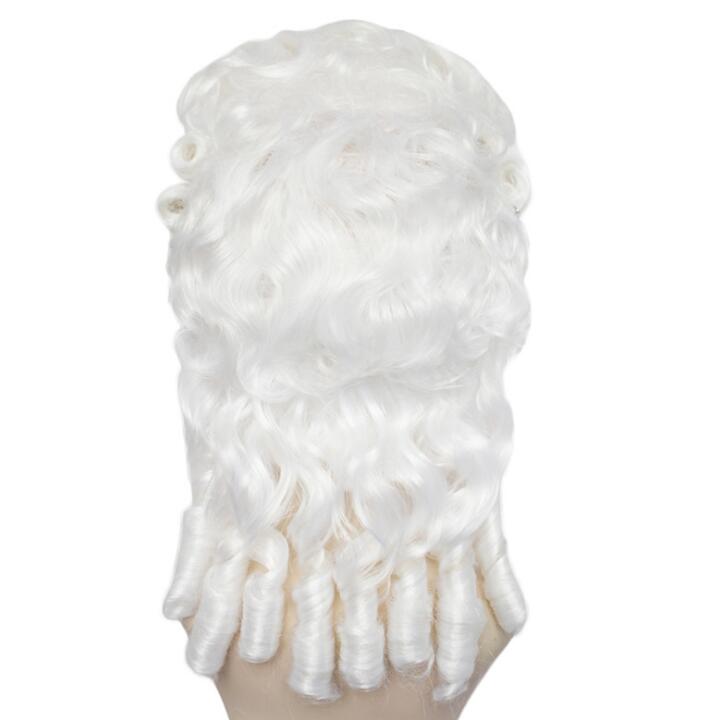 16-дюймовый женский белый парик судьи-юриста, косплей в стиле барокко, вьющийся колониальный исторический костюм, синтетический парик, реквизит для косплея на Хэллоуин