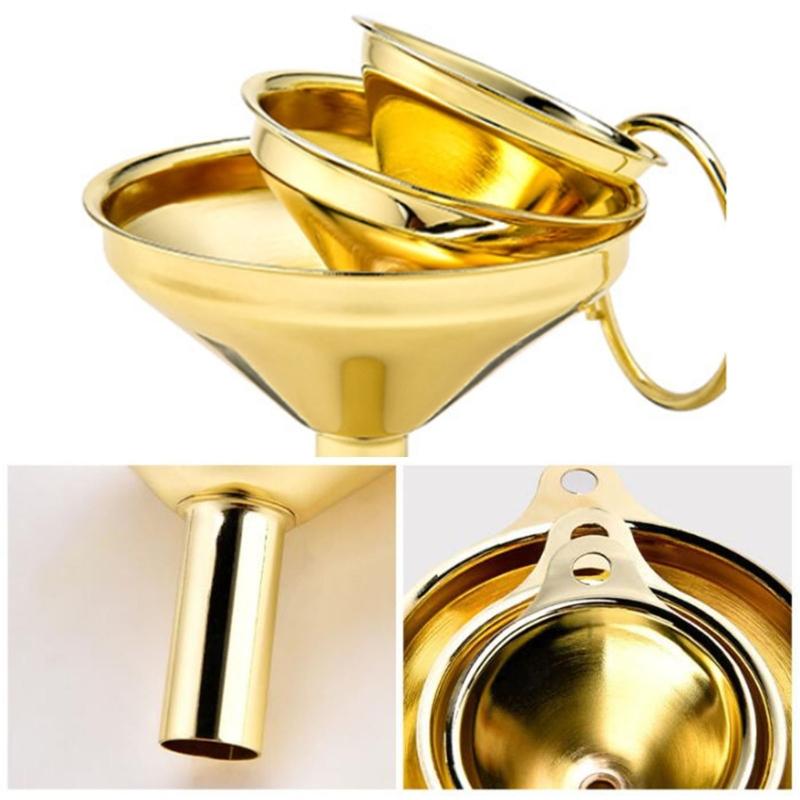 3Pieces Small Mouth Funnels Bar Wine Funnels Stainless Steel Material for Filling Hip Narrow-Mouth Bottles