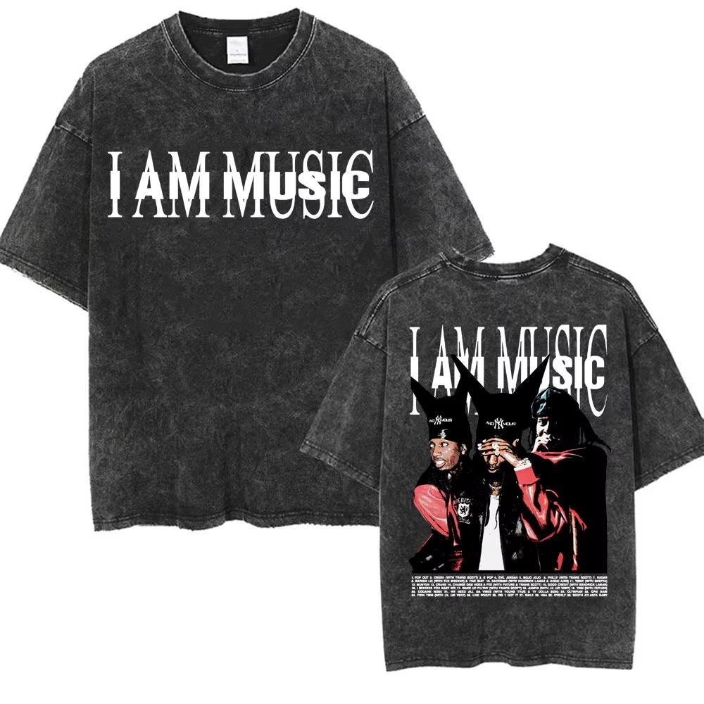 Ретро стираная футболка Playboi Carti I AM MUSIC с логотипом Opium Ken Carson Narcissist Tour Antagonist Rap Футболки Мужские футболки