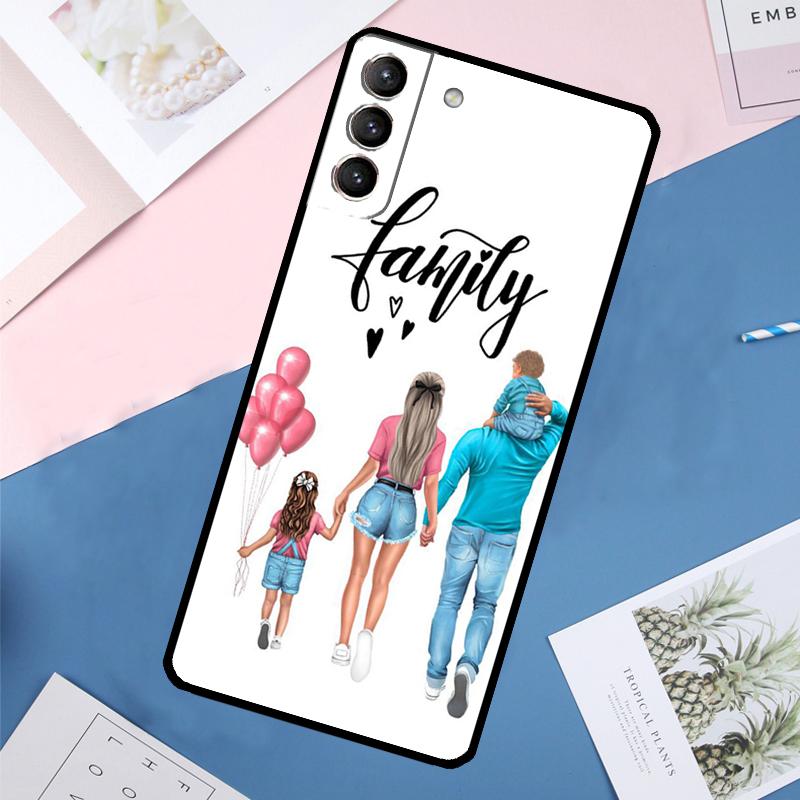Мама Дочь Девочка Сын Папа Чехол Для Samsung Galaxy S23 S22 S24 Ultra Note 20 S20 S21 FE S9 S10 Note 10 Plus Задняя Крышка