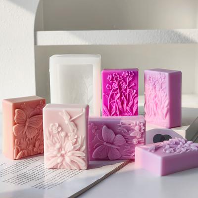 Цветок Форма для мыла ручной работы Стрекоза Мыло Силиконовая форма для свечей Круглая в форме цветка Бабочка DIY Ручная работа Изготовление формы