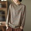 Ayollar Vintage Keng Kundalik Sviter Gul Naqshli Bo'yinli Uzun Yengli Sviterlar Qish Xitoycha Uslubdagi Pullover