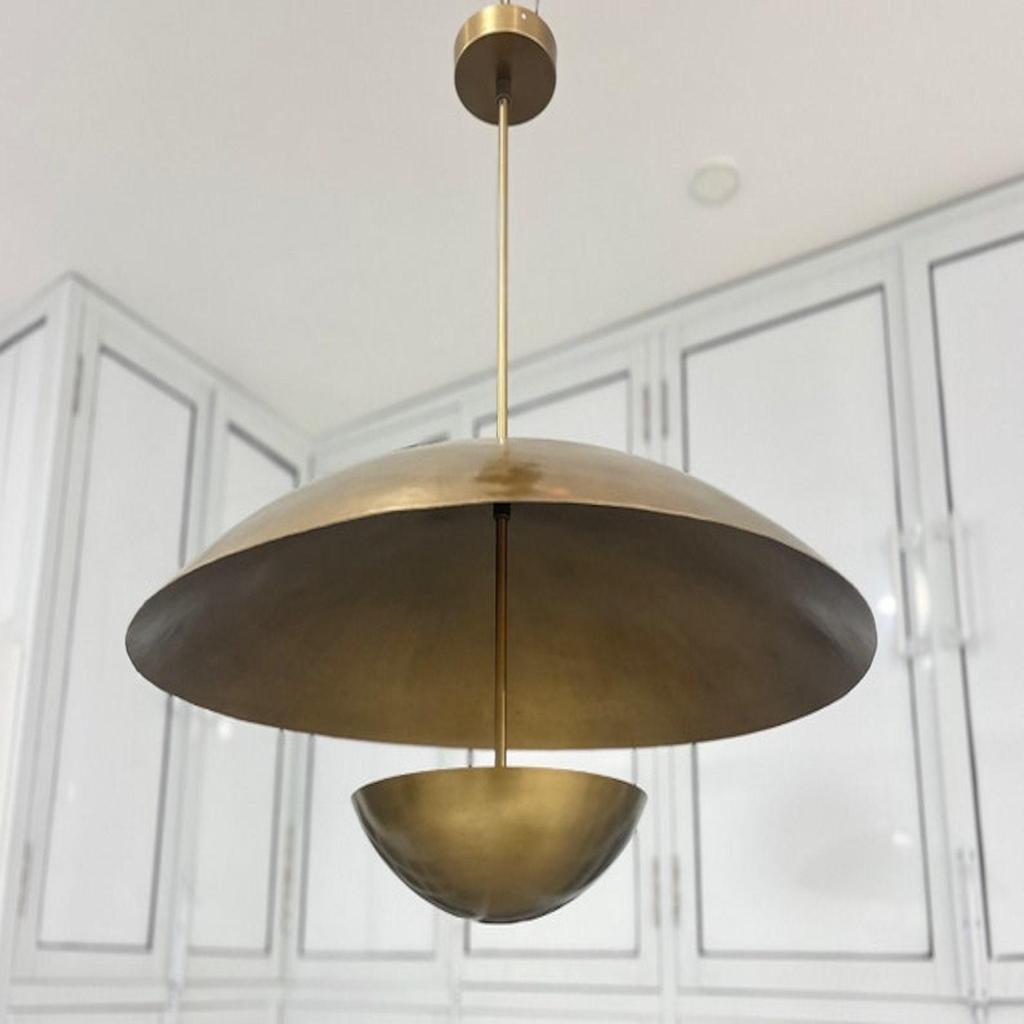 Элегантный потолочный светильник на 3 лампы, подвесной светильник в стиле модерн из необработанной латуни в стиле середины века