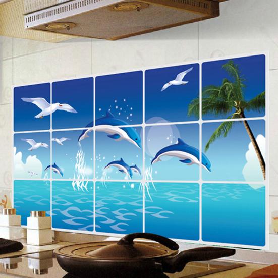 Yousheng Маслостойкая наклейка на стену для кухни Роза Тюльпан Цветок Дельфин Одуванчик Самоклеящаяся Водонепроницаемая Термостойкая Наклейка для ванной комнаты Кухонный настенный декор