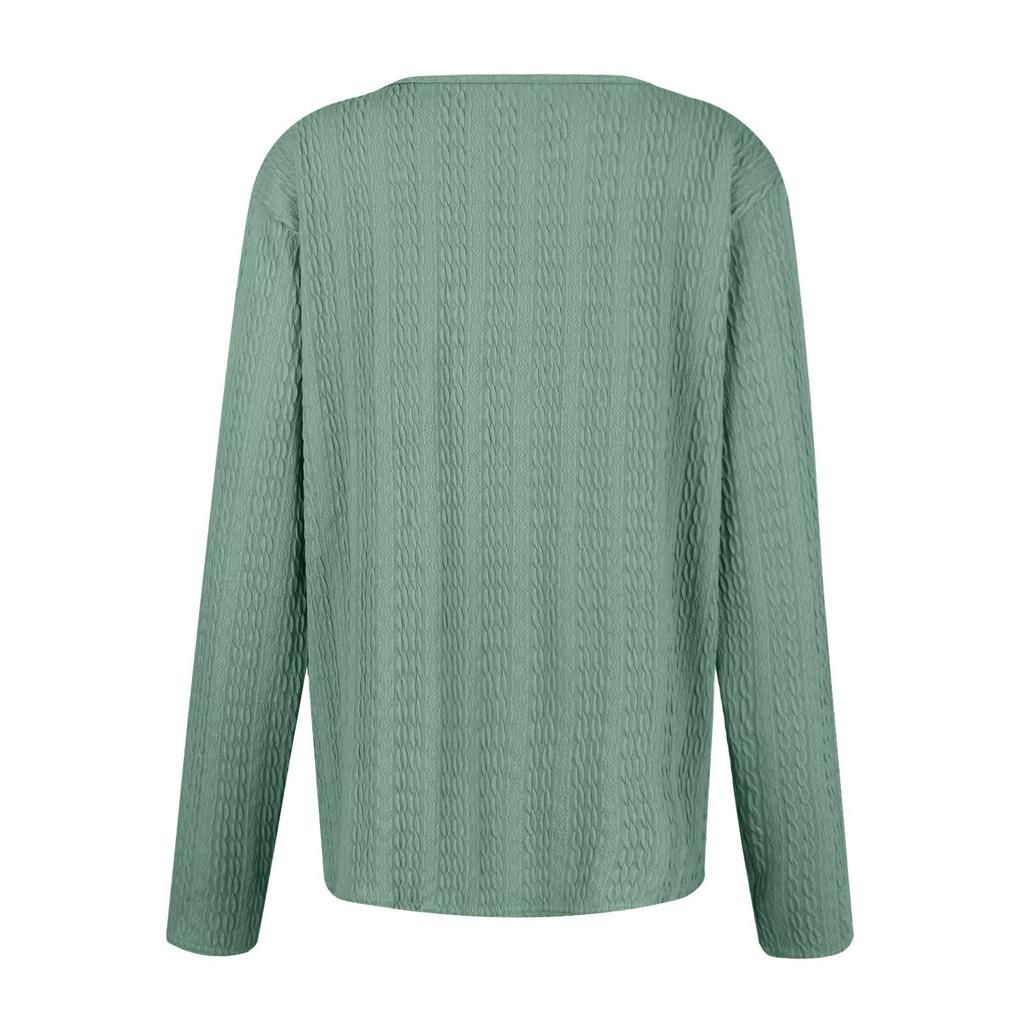 Women's   T-Shirt Retro Slim Slim Long Sleeve Round Neck Button Knit Sweater