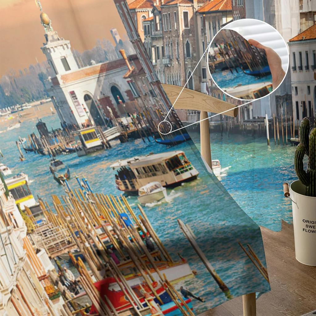 Venice Building Water Boat Modern Printed Tulle Curtains for Bedroom Balcony Window Decor Creative Fashion Home Sheer Curtain