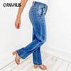 Women's New Spring New Blue Washed Straight Temperament Jeans