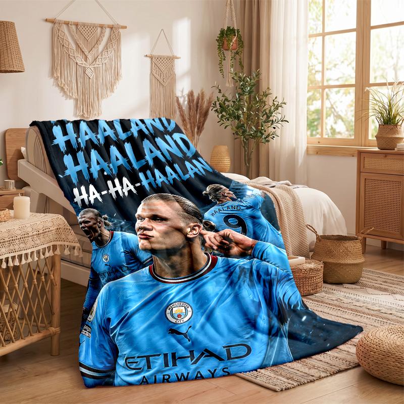 Erling Haaland Theme Fleece Blanket Cozy Soft Plush Blanket For Bedroom Couch Travel