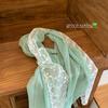 Jasmine Green Grapes Mori Style Cotton Linen Silk Scarf for Women - Spring/Summer 2025 Neck Accessory