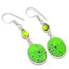 Natural Green Turquoise, Peridot Gemstone 925 Sterling Silver Earring 1.97" N8v83