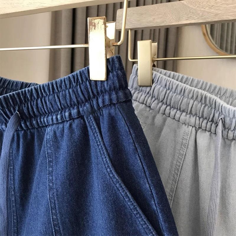 Vintage Denim Hot Pants Shorts Women's Summer Thin High-waisted A-line Loose Casual Five-point Mid-length Pants