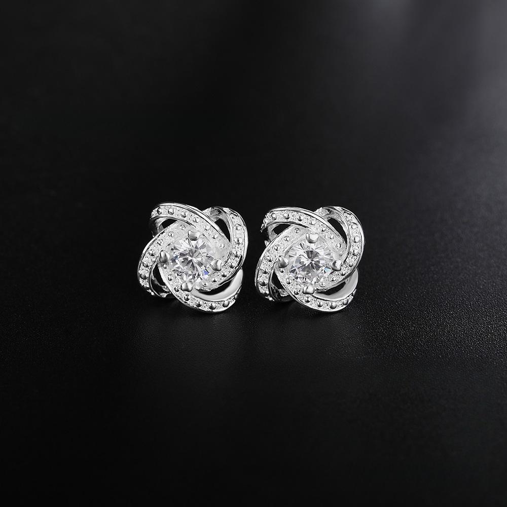 Silver Plated Earrings S925 Silver Earrings Zircon Ball Women's Earrings Charm Jewelry Wedding
