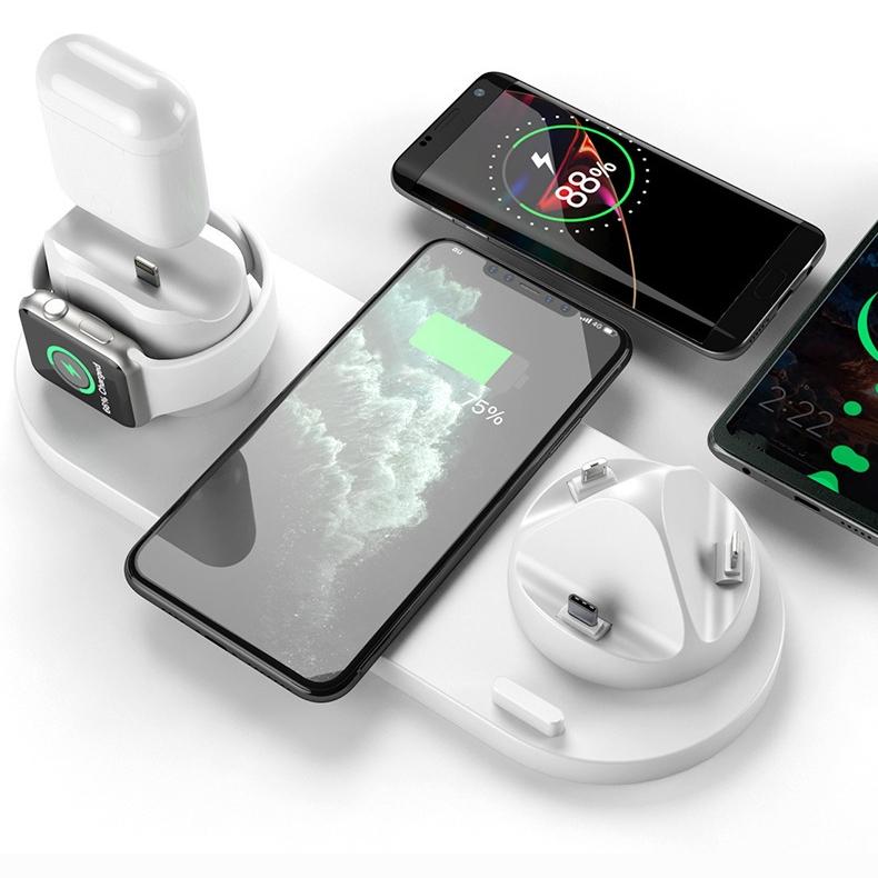 6 In 1 Wireless Charger Stand Pad for iPhone 15 14 13 12 Apple Watch Airpods Pro iWatch 8 7 Fast Charging Dock Station