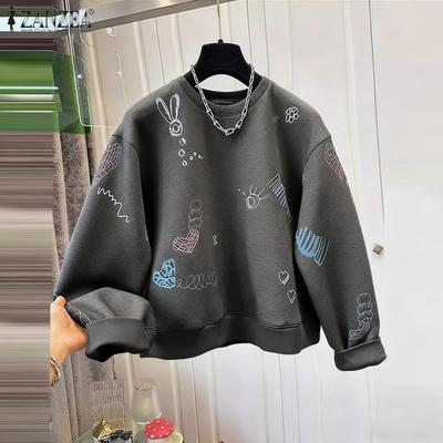 Женские повседневные свитшоты с круглым вырезом, длинным рукавом и принтом