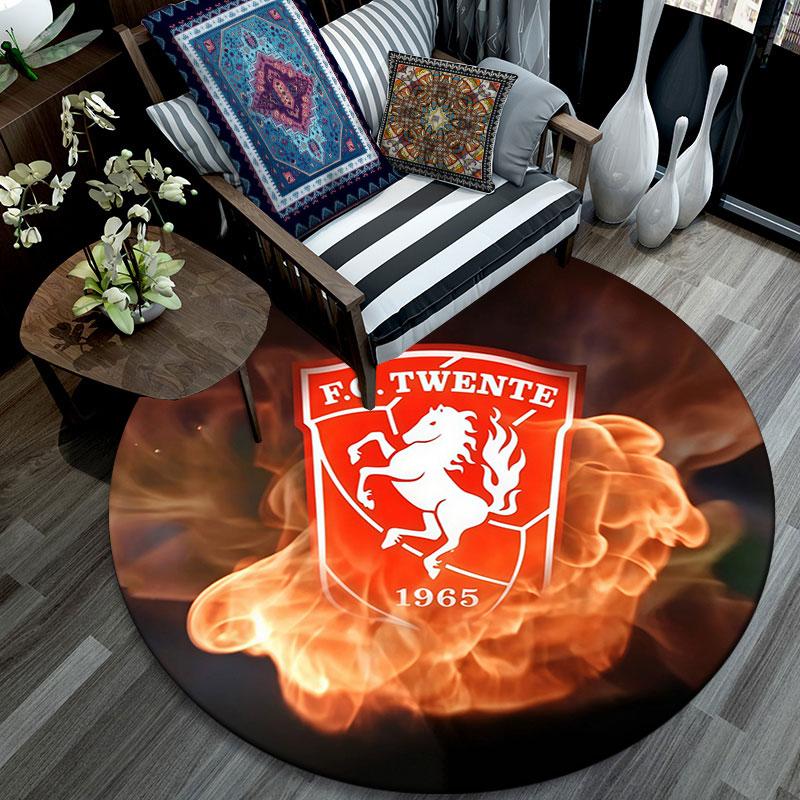 FC Twente Enschede pattern round rug,Carpet Rug for Living Room Bedroom Playroom ,Non-slip Floor Mat,Holiday Gifts and Birthday Gifts.
