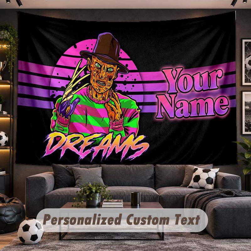 A Nightmare on Elm Street Freddy Krueger Personalized Tapestry Support Custom Name, Wall Art Home Decoration