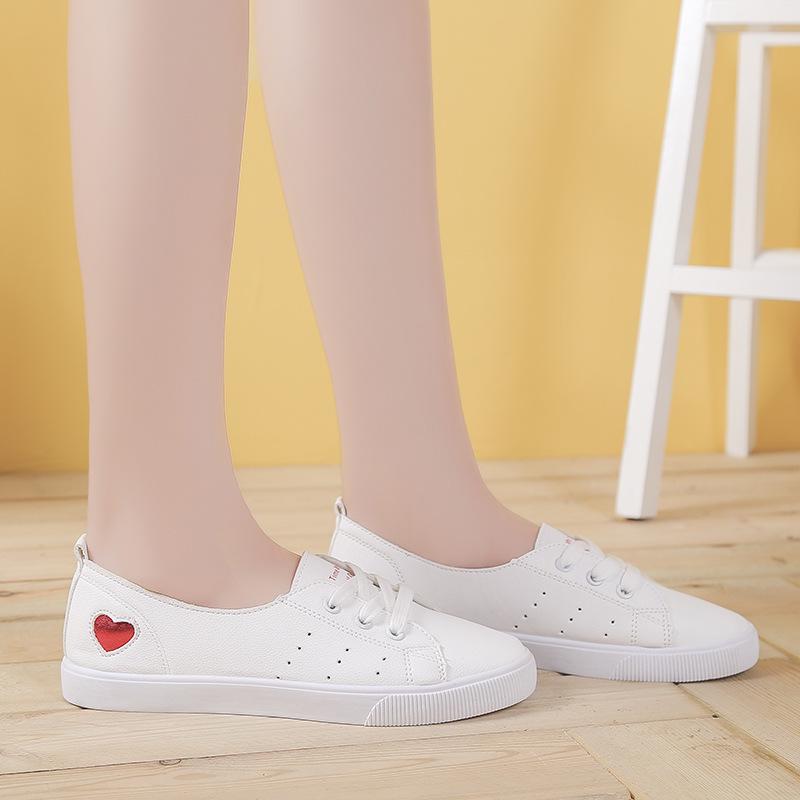 Маленькие белые туфли женские новые весенние и осенние Harajuku Ins Tide Love Student дышащие модные туфли на плоской подошве для женщин