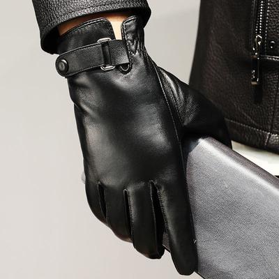 Мужские перчатки из натуральной овчины, модные перчатки для вождения и езды, зимние теплые перчатки на флисе, спортивные перчатки для мужчин