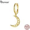 BAMOER, стерлинговое серебро 925 пробы, 1 шт., золотой циркон, простая пряжка для ушей со звездами и луной, обруч и зажим для ушей для женщин, Высокое ювелирное искусство