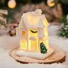 White LED Light Snow House Resin Xmas House Ornament  New Year Decoration
