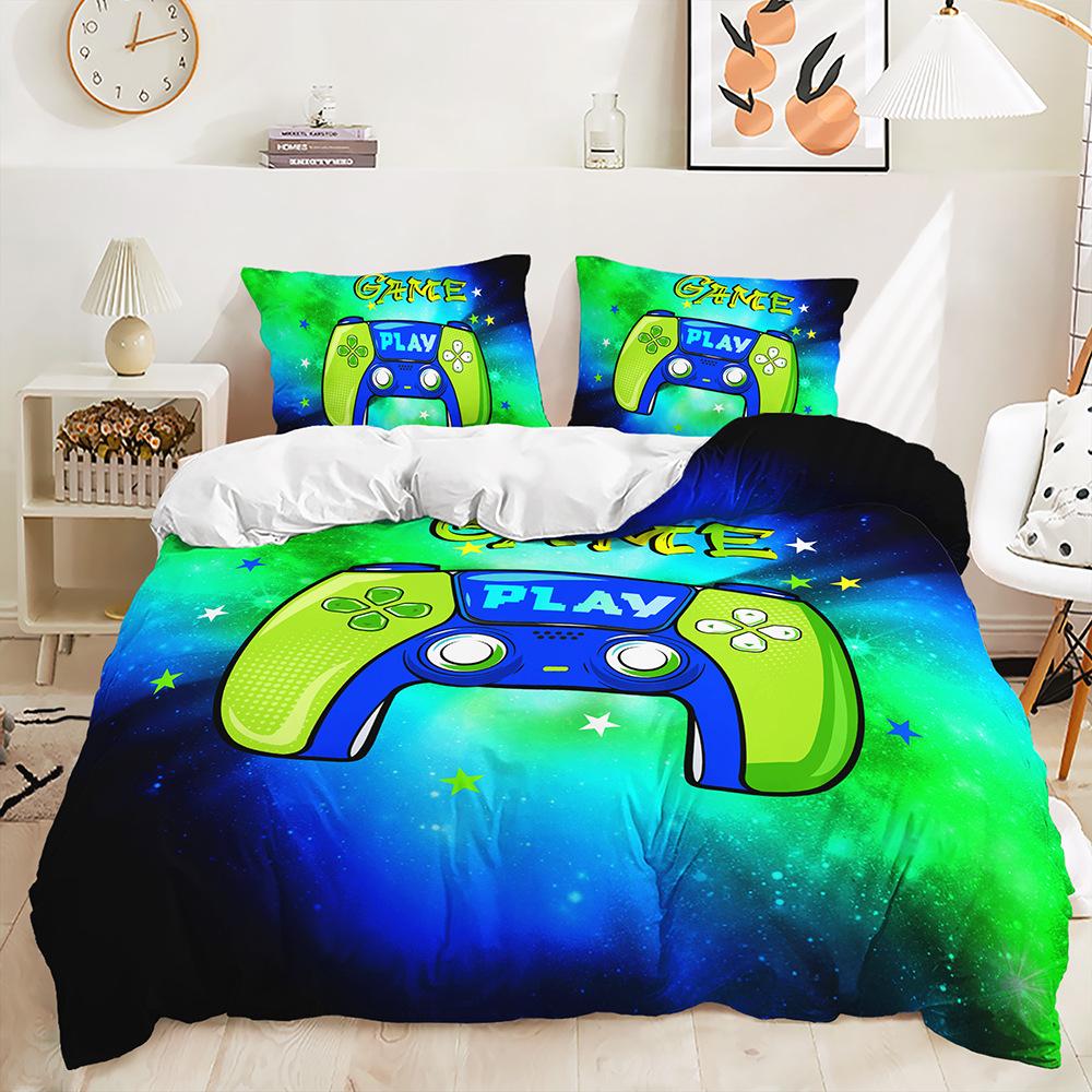 Комплект постельного белья с 3D-игровой ручкой, игровой автомат, пододеяльник для комнаты для мальчиков, 2/3 предмета, мягкая молния DE135 * 200, полноразмерное украшение для спальни из микрофибры