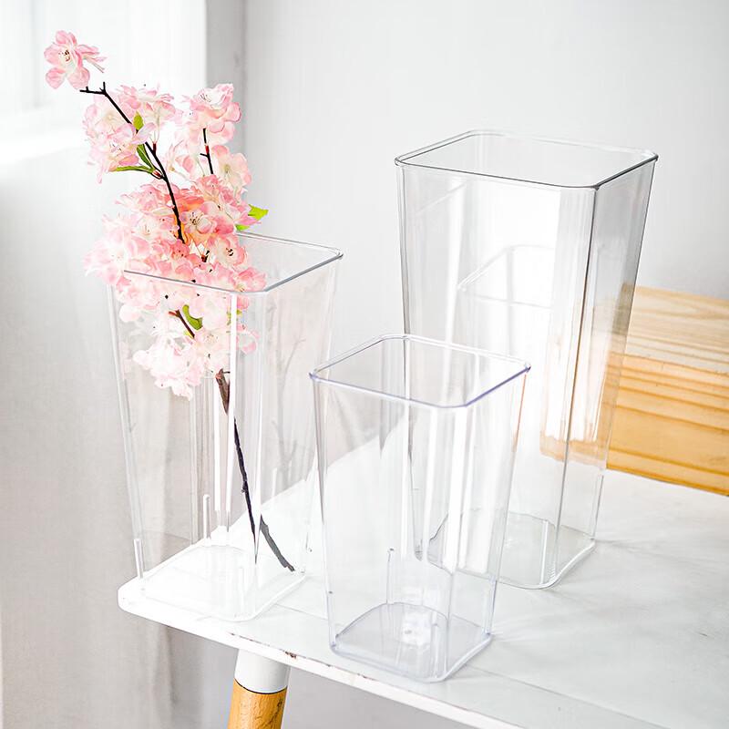 Transparent Square Acrylic Flower Rehydration Buckets with Handle