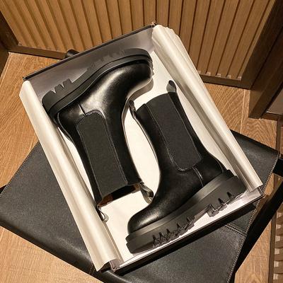 Мода 2024 года, натуральная кожа, внутренняя высота сапог, женские сапоги, высокие мотоциклетные сапоги в британском стиле, ботинки челси по щиколотку