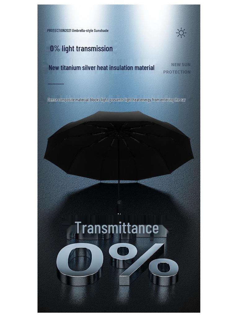 Ветрозащитный автоматический складной зонт с 10 спицами и черным клеем - Защита от солнца и затенение