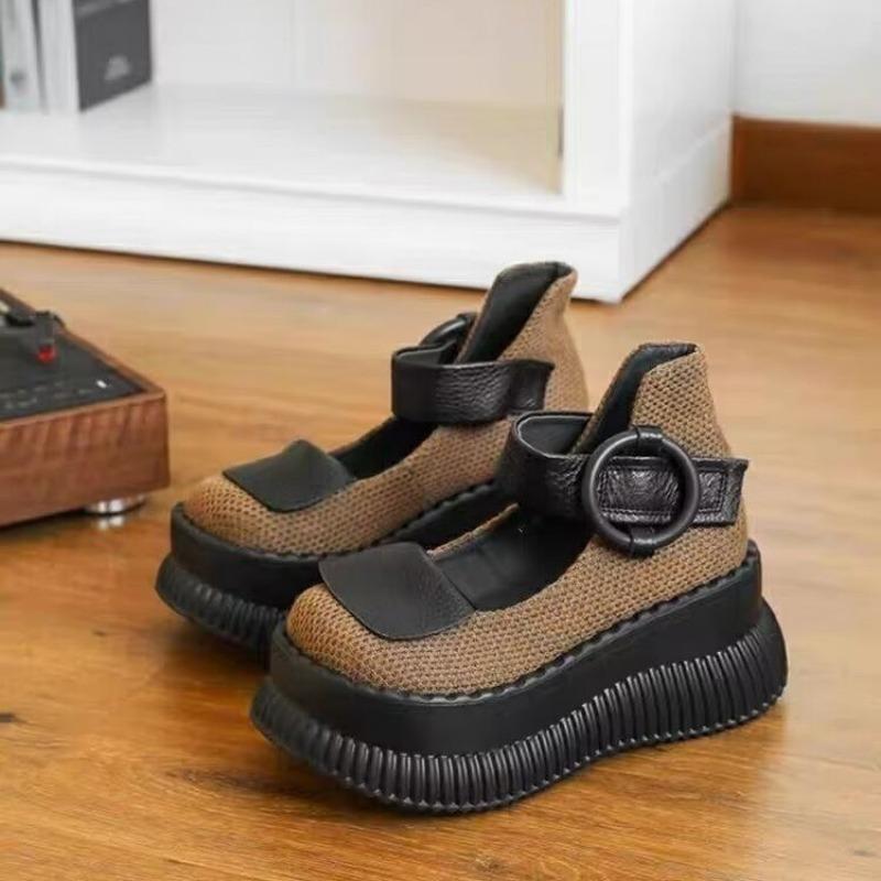 Модные туфлиТолстая подошва Маффин Увеличение круглой головки Мода Все удобные нескользящие дышащие спортивные износостойкие каблуки Женщины