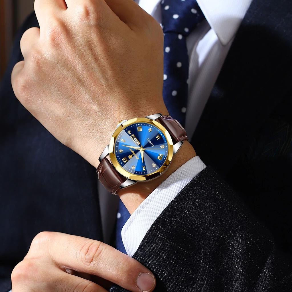 New Leather Business Watch Men Warterproof Sports Mens Watch Top Brand Luxury Clock Male Quartz Wristwatch