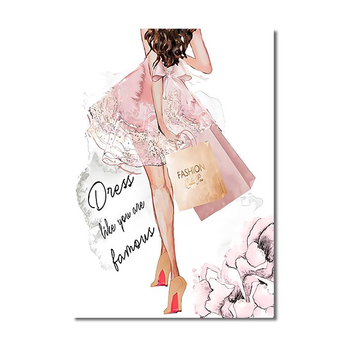 Fashion Woman Poster Pink Flowers Perfume Canvas Painting Wall Art Eyelash Makeup Print Picture Modern Girl Room Home Decoration