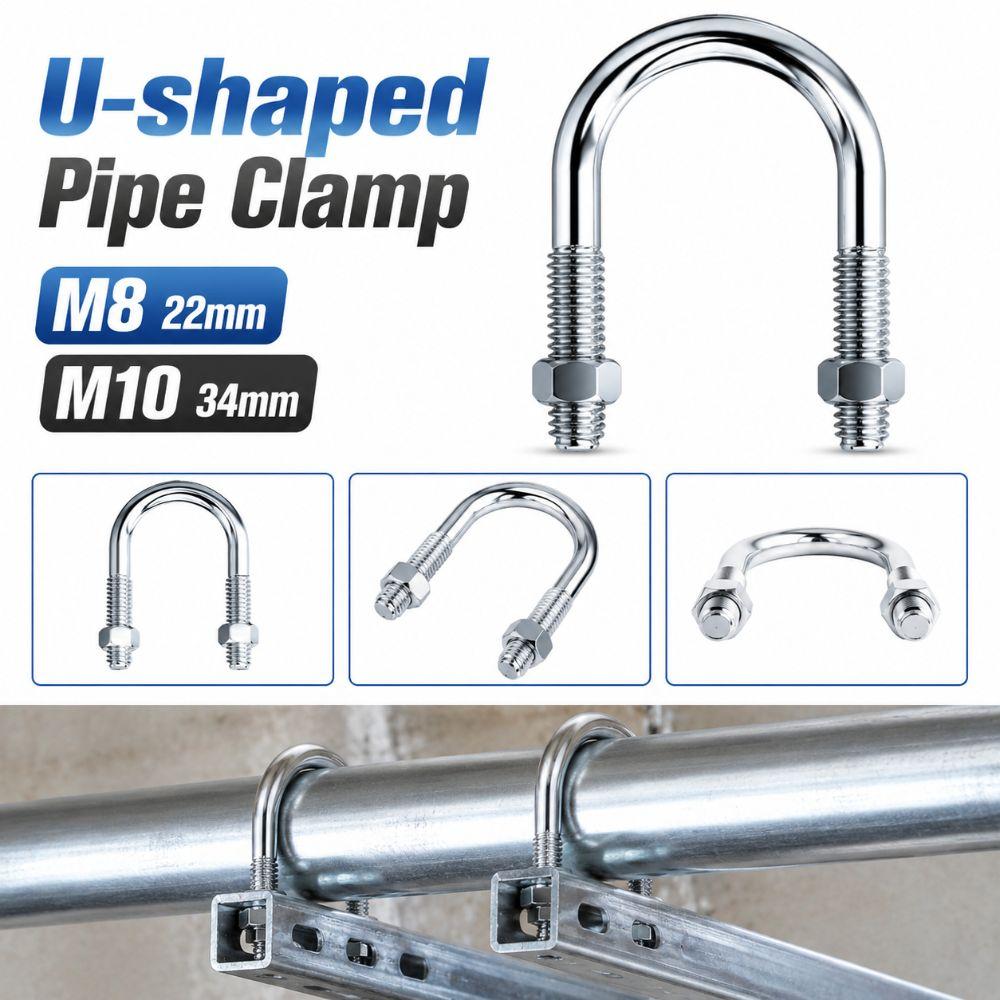 Multifunctional U-shaped Pipe Clamp with Screw Nut Fixed Clamp  Pipes, Building Fasteners
