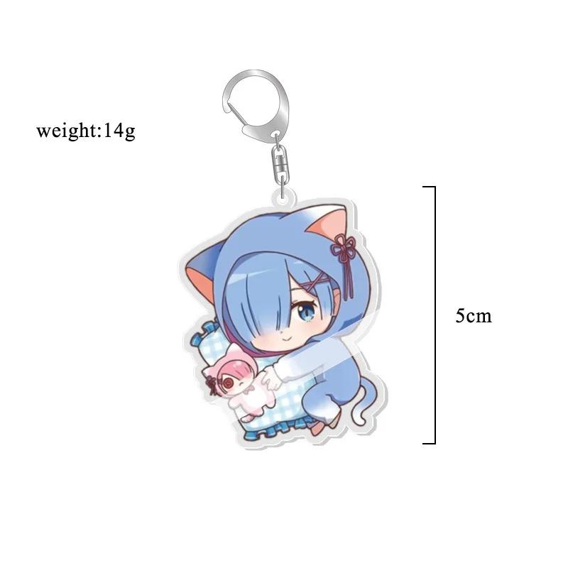 Anime Re:life in a Different World from Zero keychain Kawaii Rem Ram Acrylic Key Chain Cartoon Figures Pendant Cosplay Jewelry