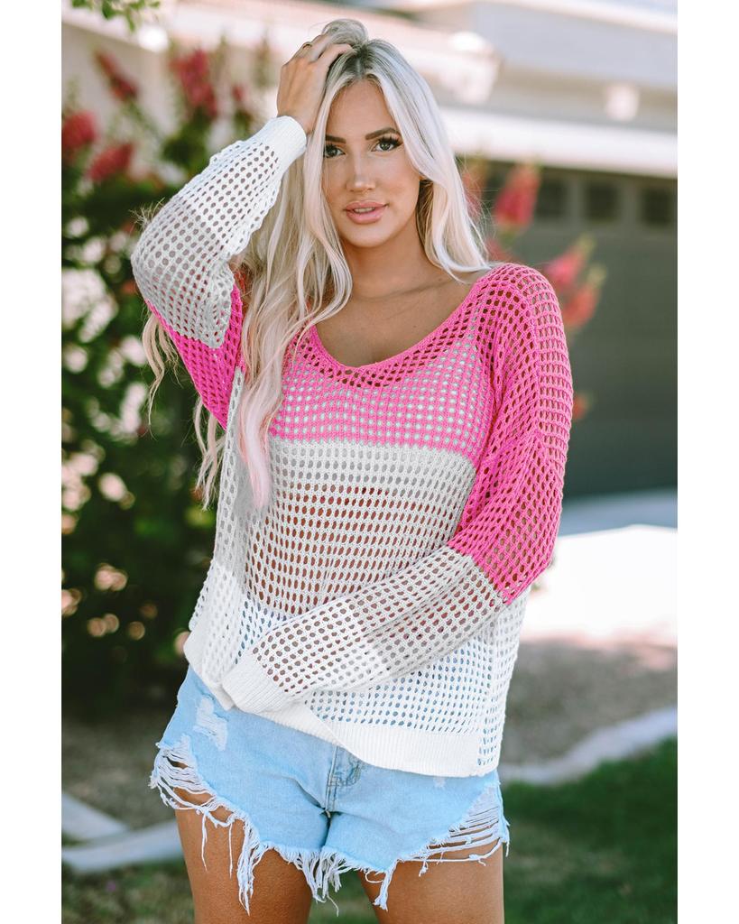 Azura Exchange Трикотажный топ с цветными люверсами и длинными рукавами