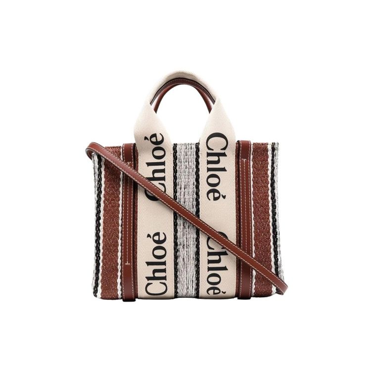 Chloe Woody Logo Print Interlaced Design PU Tote Bag Women Tote Bags Multicolor CHC22-SS397G44-27S