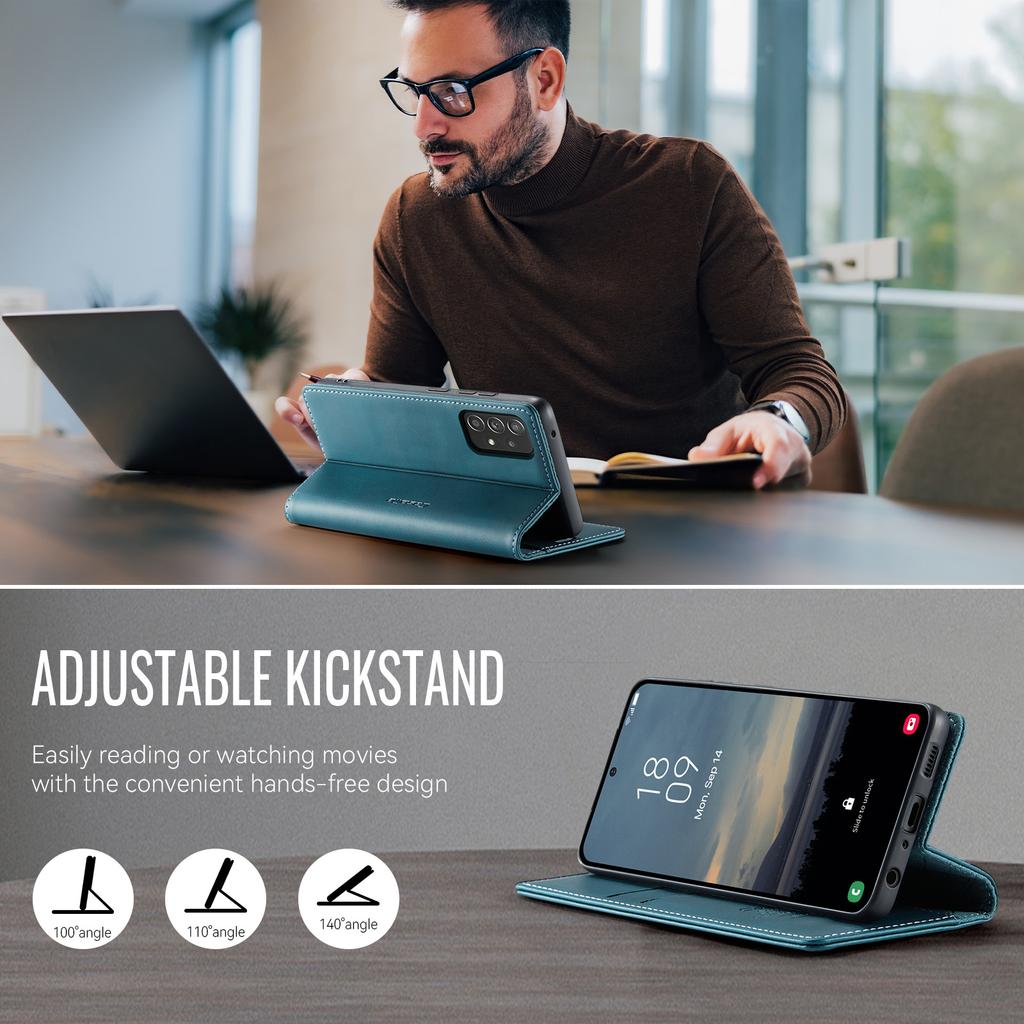 For Samsung Galaxy A52s 5G/Galaxy A52 4G/Galaxy A52 5G Case CASEME 033 Series RFID Blocking Wallet Stand Calf Texture Leather Phone Cover